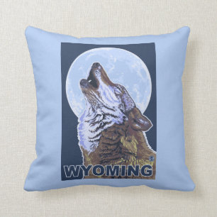 Gray Wolf Howling Wyoming Kussen