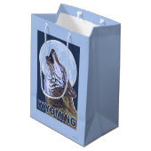 Gray Wolf Howling Wyoming Medium Cadeauzakje (Achterkant Gekanteld)