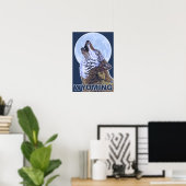 Gray Wolf Howling Wyoming Poster (Thuiskantoor)