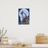 Gray Wolf Howling Wyoming Poster (Keuken)