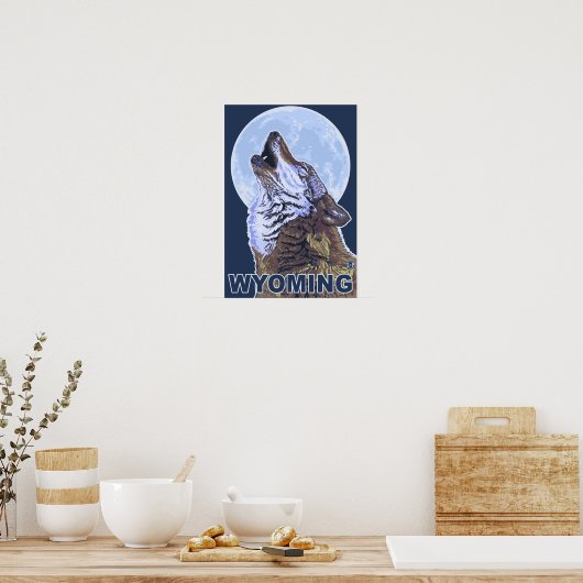 Gray Wolf Howling Wyoming Poster (Keuken)