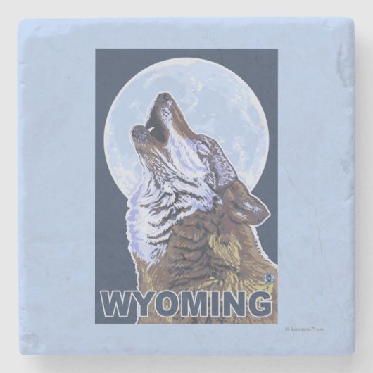 Gray Wolf Howling Wyoming Stenen Onderzetter (Voorkant)