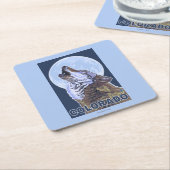 Gray Wolf HowlingColorado Kartonnen Onderzetters (Schuin)