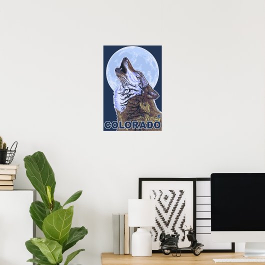 Gray Wolf HowlingColorado Poster (Thuiskantoor)