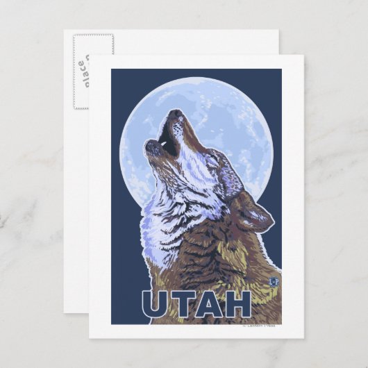 Gray Wolf HowlingUtah Briefkaart (Voorkant / Achterkant)