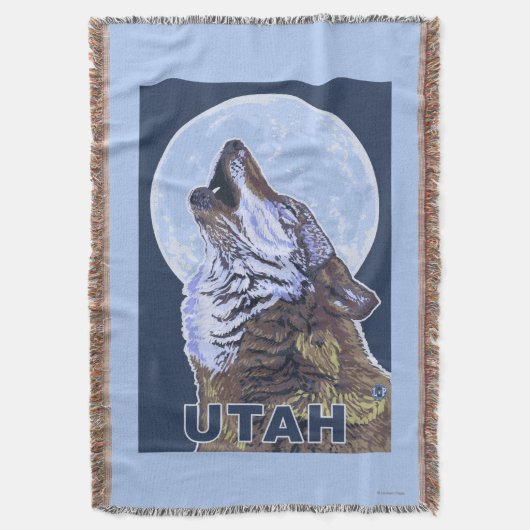 Gray Wolf HowlingUtah Deken (Voorkant Verticaal)