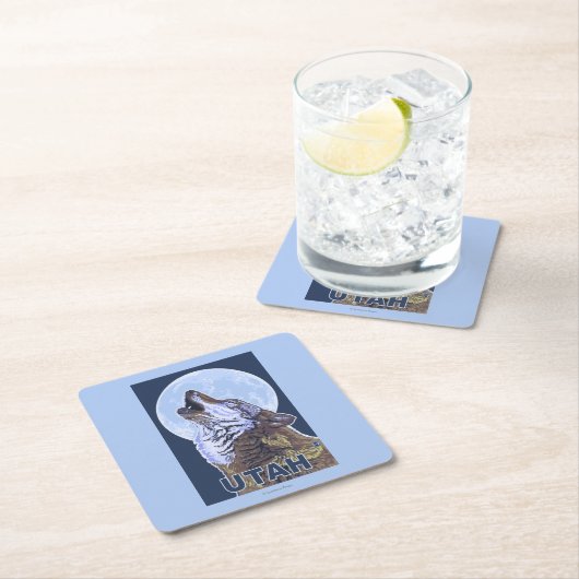 Gray Wolf HowlingUtah Kartonnen Onderzetters (Insitu)