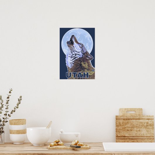 Gray Wolf HowlingUtah Poster (Keuken)