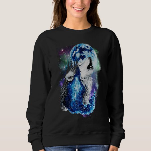 Gray Wolf Hunting Ground Icy Moon Forest Galaxy Trui (Voorkant)