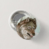 Gray Wolf Illustration Pin Ronde Button 3,2 Cm (Voorkant /achterkant)
