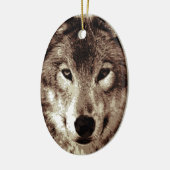 Gray Wolf Keramisch Ornament (Links)
