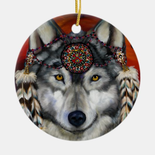 GRAY WOLF KERAMISCH ORNAMENT (Voorkant)