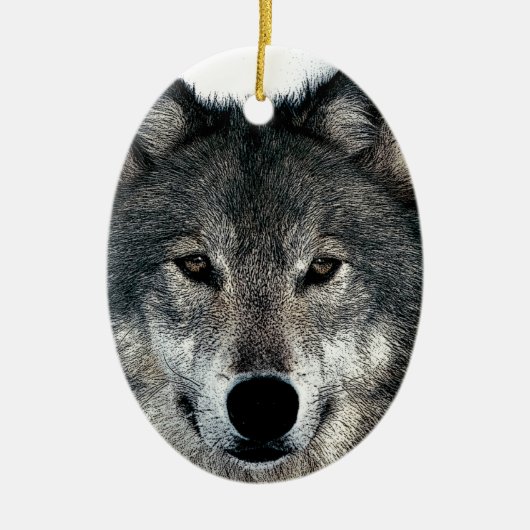 Gray Wolf Keramisch Ornament (Voorkant)