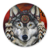 Gray Wolf Keramische Knop (Voorkant)