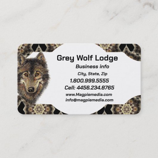 Gray Wolf Lodge Animal Wildlife Art Visitekaartje (Voorkant)