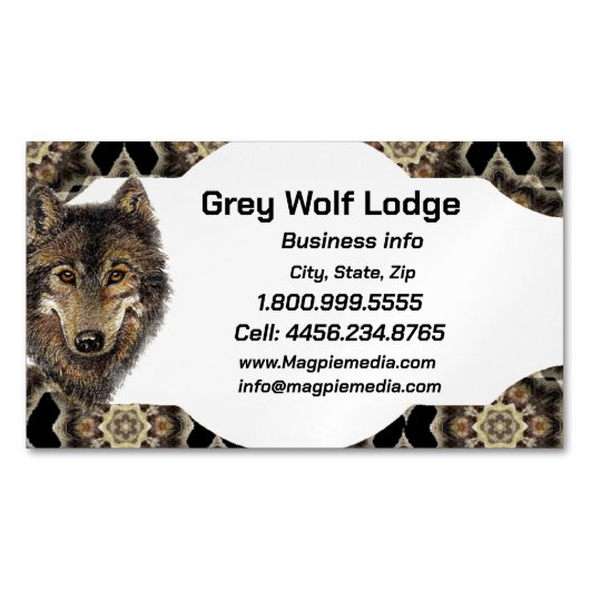 Gray Wolf Lodge Animal Wildlife Art Visitekaartje Magnetisch Visitekaartje (Voorkant)
