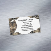 Gray Wolf Lodge Animal Wildlife Art Visitekaartje Magnetisch Visitekaartje (Voorbeeld)