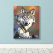 Gray Wolf Lovers Canvas Afdruk (Insitu (Houten vloer))