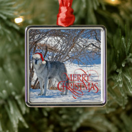Gray Wolf Metalen Ornament