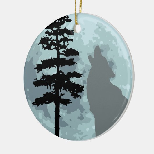 Gray Wolf Moon Keramisch Ornament (Links)