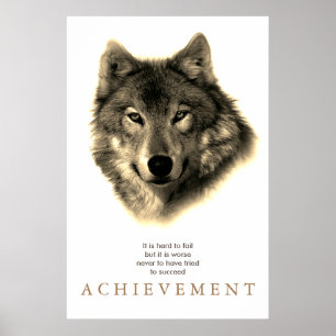 Gray Wolf Motivatie unieke Vintage Sepia Poster