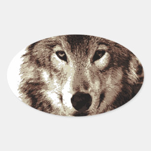 Gray Wolf Ovale Sticker