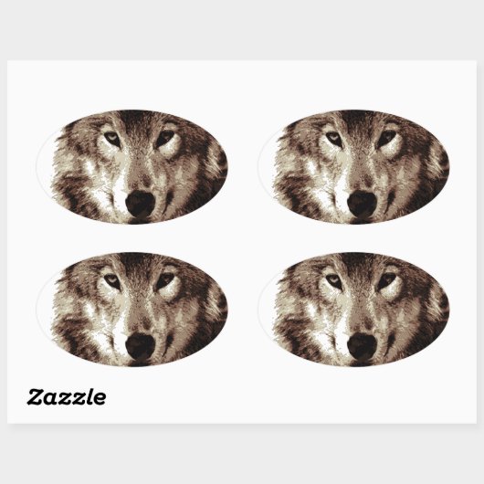 Gray Wolf Ovale Sticker (Vel)