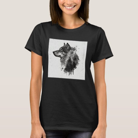 Gray Wolf Paint Splatter Warrior Wild Animal Uniqu T-shirt (Voorkant)