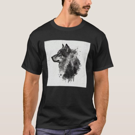 Gray Wolf Paint Splatter Warrior Wild Animal Uniqu T-shirt (Voorkant)