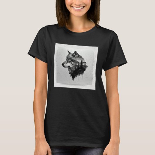 Gray Wolf Paint Splatter Warrior Wild Animal Uniqu T-shirt (Voorkant)