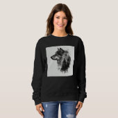 Gray Wolf Paint Splatter Warrior Wild Animal Uniqu Trui (Voorkant volledig)
