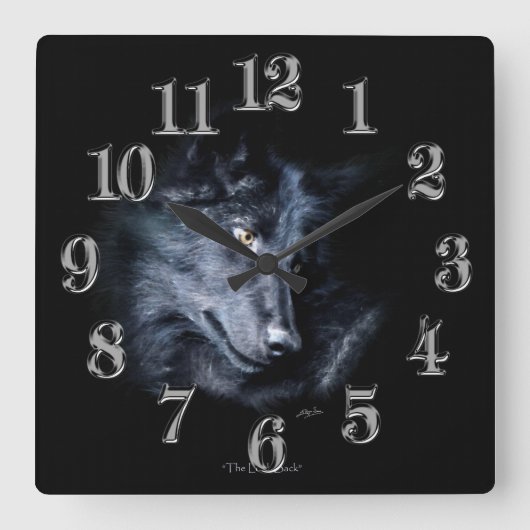 Gray Wolf Portrait Wildlife-Supporter Art Clock Vierkante Klok (Voorkant)