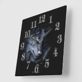 Gray Wolf Portrait Wildlife-Supporter Art Clock Vierkante Klok (Hoek)
