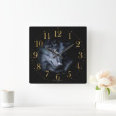 Gray Wolf Portrait Wildlife-Supporter Art Clock Vierkante Klok (Huis)