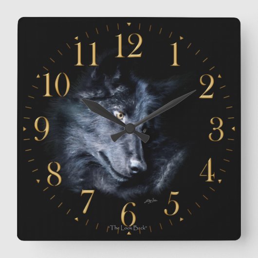 Gray Wolf Portrait Wildlife-Supporter Art Clock Vierkante Klok (Voorkant)