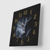 Gray Wolf Portrait Wildlife-Supporter Art Clock Vierkante Klok (Hoek)