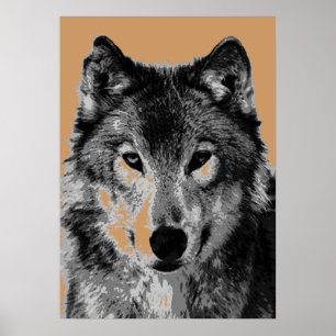 Gray Wolf Portret Poster Motivatie vrijheid