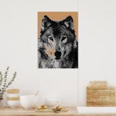Gray Wolf Portret Poster Motivatie vrijheid (Keuken)
