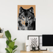 Gray Wolf Portret Poster Motivatie vrijheid (Thuiskantoor)