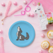 Gray Wolf Pup Howling Papieren Bordje (Feest)