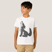 Gray Wolf Pup Howling T-shirt (Voorkant volledig)