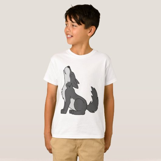 Gray Wolf Pup Howling T-shirt (Voorkant volledig)