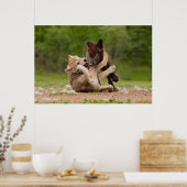 Gray Wolf Pups Wresting Poster (Keuken)