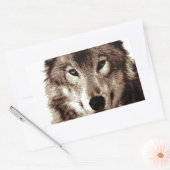 Gray Wolf Rechthoekige Sticker (Envelop)