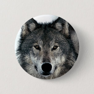 Gray Wolf Ronde Button 5,7 Cm