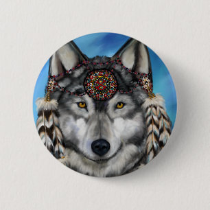 Gray Wolf Ronde Button 5,7 Cm