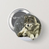 Gray Wolf Ronde Button 5,7 Cm (Voorkant /achterkant)