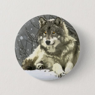 Gray Wolf Ronde Button 5,7 Cm