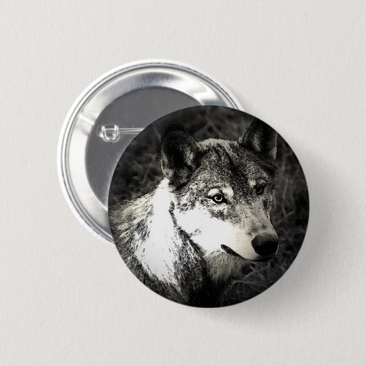 Gray Wolf Ronde Button 5,7 Cm (Voorkant /achterkant)