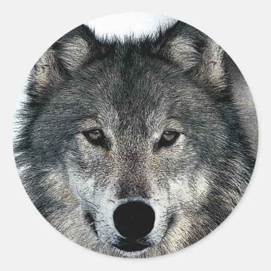 Gray Wolf Ronde Sticker (Voorkant)